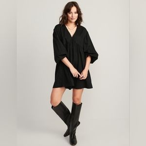 XL - Old Navy | Puff-Sleeve Clip-Dot Mini Swing Dress